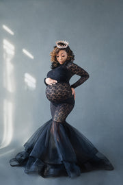 Black Lace Maternity Gown for Photo Shoot and Baby Showers - Rose Maternity Dress
